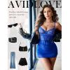 imageAvidlove Lingerie for Women Floral Mesh Nightear V Neck Babydoll Chemise Lace Chemise OutfitsRoyal Blue