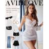 imageAvidlove Lingerie for Women Floral Mesh Nightear V Neck Babydoll Chemise Lace Chemise OutfitsWhite