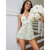 imageAvidlove Lingerie for Women Lace Babydoll Chemise Negligees Sexy Exotic Nightgowns Halter Nighties Sheer Mesh NightwearGreen Flower