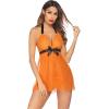 imageAvidlove Lingerie for Women Lace Babydoll Chemise Negligees Sexy Exotic Nightgowns Halter Nighties Sheer Mesh NightwearOrange