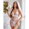 imageAvidlove Lingerie for Women Lace Babydoll Chemise Negligees Sexy Exotic Nightgowns Halter Nighties Sheer Mesh NightwearWhite Cherry