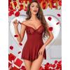 imageAvidlove Lingerie for Women Lace Babydoll Lingeries Sexy Sleepwear Chemise Cami Nightgowns Lacy Baby Doll Nighty SXXLWine Red