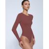 imageAvidlove Long Sleeve Bodysuits for Women Y2K Crew Neck Body Suit Double Lined Thong Bodysuit Slimming Basic TopsPottery Red