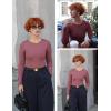 imageAvidlove Long Sleeve Bodysuits for Women Y2K Crew Neck Body Suit Double Lined Thong Bodysuit Slimming Basic TopsPottery Red