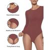 imageAvidlove Long Sleeve Bodysuits for Women Y2K Crew Neck Body Suit Double Lined Thong Bodysuit Slimming Basic TopsPottery Red