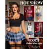 imageAvidlove Pleated Skirts for Women Y2k Mini Skirt Casual Short Skirts Micro Skirt XS4XLNavy Blue Plaid