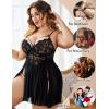 imageAvidlove Plus Size Lingerie Lace Babydoll Womens Strap Chemise Nightgown V Neck Nighty Mesh Sleepwear Side Slit Nightdress1black