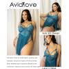 imageAvidlove Plus Size Lingerie Lace Babydoll Womens Strap Chemise Nightgown V Neck Nighty Mesh Sleepwear Side Slit NightdressBlue Green