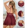 imageAvidlove Plus Size Lingerie Lace Babydoll Womens Strap Chemise Nightgown V Neck Nighty Mesh Sleepwear Side Slit NightdressBurgundy