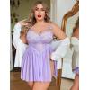 imageAvidlove Plus Size Lingerie Lace Babydoll Womens Strap Chemise Nightgown V Neck Nighty Mesh Sleepwear Side Slit NightdressLilac