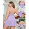 imageAvidlove Plus Size Lingerie Lace Babydoll Womens Strap Chemise Nightgown V Neck Nighty Mesh Sleepwear Side Slit NightdressLilac