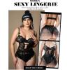imageAvidlove Sexy Lingerie Set Lace Underwired Bodysuit with Detachable Mesh Mini Skirt Push Up Teddy LingerieBlack