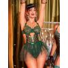 imageAvidlove Sexy Lingerie Set Lace Underwired Bodysuit with Detachable Mesh Mini Skirt Push Up Teddy LingerieGreen