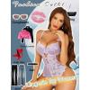imageAvidlove Sexy Lingerie Set Lace Underwired Bodysuit with Detachable Mesh Mini Skirt Push Up Teddy LingerieLilac