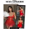 imageAvidlove Sexy Lingerie Set Lace Underwired Bodysuit with Detachable Mesh Mini Skirt Push Up Teddy LingerieRed