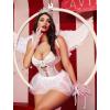 imageAvidlove Sexy Lingerie Set Lace Underwired Bodysuit with Detachable Mesh Mini Skirt Push Up Teddy LingerieWhite