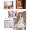 imageAvidlove Sexy Lingerie Set Lace Underwired Bodysuit with Detachable Mesh Mini Skirt Push Up Teddy LingerieWhite