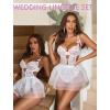 imageAvidlove Sexy Lingerie Set Lace Underwired Bodysuit with Detachable Mesh Mini Skirt Push Up Teddy LingerieWhite