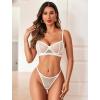 imageAvidlove Sexy Lingerie Set Rave Outfits For Women Fishnet Long Sleeve Crop Top Sheer Bra and Panty 3 PieceBwhite