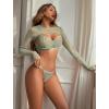 imageAvidlove Sexy Lingerie Set Rave Outfits For Women Fishnet Long Sleeve Crop Top Sheer Bra and Panty 3 PieceLight Green