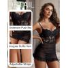 imageAvidlove Sexy Lingerie for Women Lace Babydoll Dress with Underwire Support Ruffle Hem Hip Chemise NightgownBlack