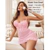 imageAvidlove Sexy Lingerie for Women Lace Babydoll Dress with Underwire Support Ruffle Hem Hip Chemise NightgownPink