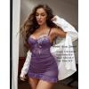 imageAvidlove Sexy Lingerie for Women Lace Babydoll Dress with Underwire Support Ruffle Hem Hip Chemise NightgownPurple