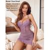imageAvidlove Sexy Lingerie for Women Lace Babydoll Dress with Underwire Support Ruffle Hem Hip Chemise NightgownPurple Red