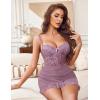 imageAvidlove Sexy Lingerie for Women Lace Babydoll Dress with Underwire Support Ruffle Hem Hip Chemise NightgownPurple Red
