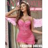 imageAvidlove Sexy Lingerie for Women Lace Babydoll Dress with Underwire Support Ruffle Hem Hip Chemise NightgownRose Red