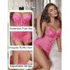 imageAvidlove Sexy Lingerie for Women Lace Babydoll Dress with Underwire Support Ruffle Hem Hip Chemise NightgownRose Red