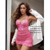 imageAvidlove Sexy Lingerie for Women Lace Babydoll Dress with Underwire Support Ruffle Hem Hip Chemise NightgownRose Red
