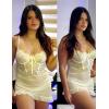 imageAvidlove Sexy Lingerie for Women Lace Babydoll Dress with Underwire Support Ruffle Hem Hip Chemise NightgownWhite