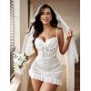 imageAvidlove Sexy Lingerie for Women Lace Babydoll Dress with Underwire Support Ruffle Hem Hip Chemise NightgownWhite