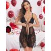 imageAvidlove Women Sexy Lingerie Babydoll Lace Chemise Eyelash Wedding Brial LingerieBlack