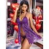 imageAvidlove Women Sexy Lingerie Babydoll Lace Chemise Eyelash Wedding Brial LingerieBright Purple