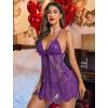 imageAvidlove Women Sexy Lingerie Babydoll Lace Chemise Eyelash Wedding Brial LingerieBright Purple