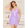 imageAvidlove Women Sexy Lingerie Babydoll Lace Chemise Eyelash Wedding Brial LingerieLight Purple