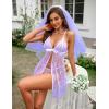 imageAvidlove Women Sexy Lingerie Babydoll Lace Chemise Eyelash Wedding Brial LingerieLight Purple