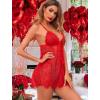 imageAvidlove Women Sexy Lingerie Babydoll Lace Chemise Eyelash Wedding Brial LingerieRed