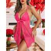 imageAvidlove Women Sexy Lingerie Babydoll Lace Chemise Eyelash Wedding Brial LingerieRose Red