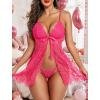 imageAvidlove Women Sexy Lingerie Babydoll Lace Chemise Eyelash Wedding Brial LingerieRose Red