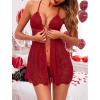 imageAvidlove Women Sexy Lingerie Babydoll Lace Chemise Eyelash Wedding Brial LingerieWine Red