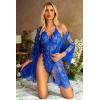 imageAvidlove Women Sexy Lingerie Set 2 Piece Lace Kimono Robe with Lace Teddy Lingerie BodysuitBlue