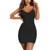 imageAvidlove Womens Full Slip Under Dress Adjustable Spaghetti Strap Camisole Mini Dress Knee Length Slips NightwearBlack