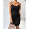 imageAvidlove Womens Full Slip Under Dress Adjustable Spaghetti Strap Camisole Mini Dress Knee Length Slips NightwearBlack