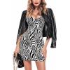 imageAvidlove Womens Full Slip Under Dress Adjustable Spaghetti Strap Camisole Mini Dress Knee Length Slips NightwearZebra