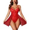 imageAvidlove Babydoll Lingerie for Women Floral Snap Crotch Teddy Chemise Nightie Lace NightgownPattern An23