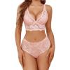 imageAvidlove Lingerie Set for Women Lace Bra and Panty Sets Sexy Underwear Bralettes Lingerie OutfitsPink