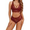imageAvidlove Lingerie Set for Women Lace Bra and Panty Sets Sexy Underwear Bralettes Lingerie OutfitsWine Red